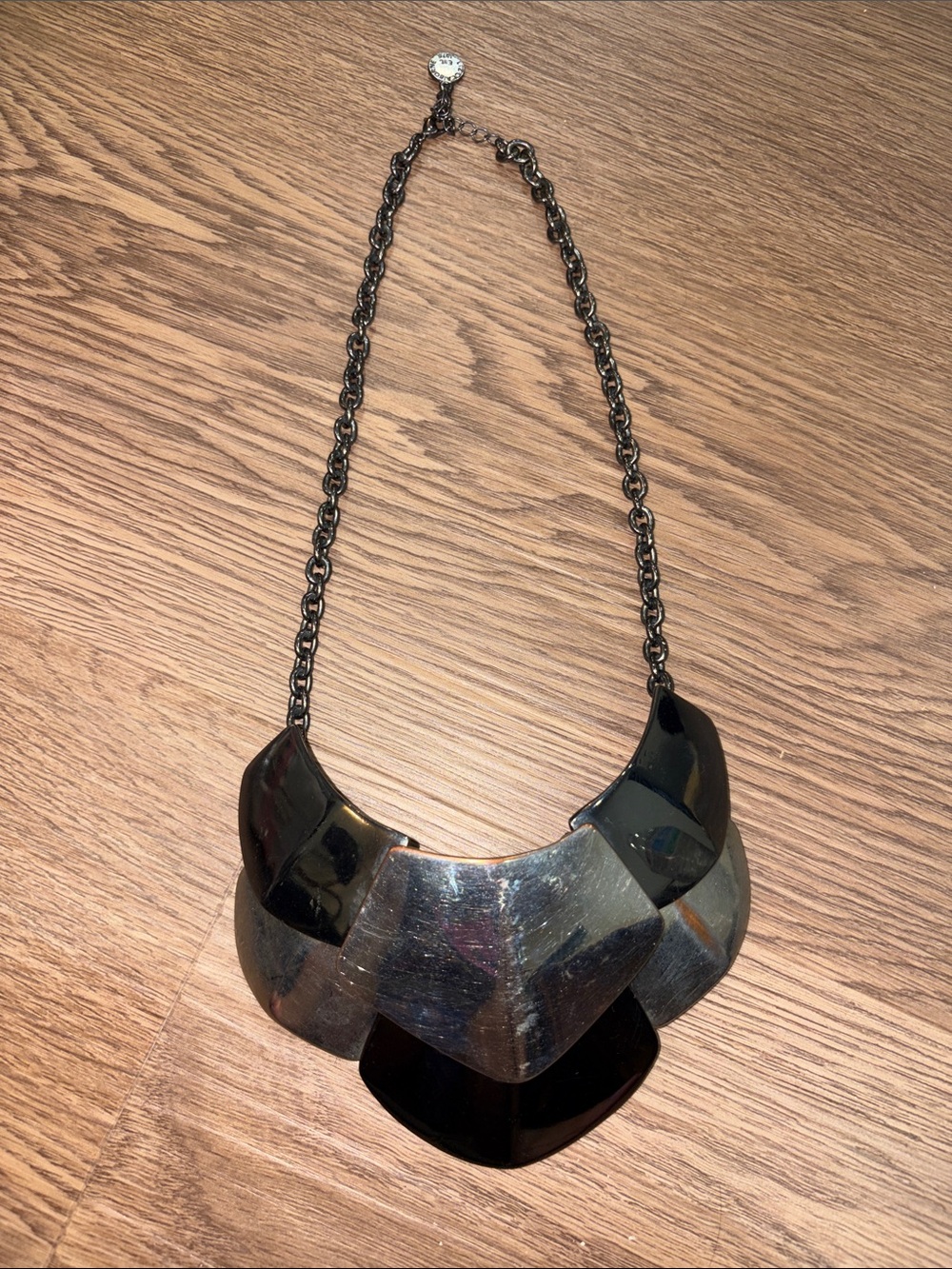 Liz Claiborne Black and Silver Geometric Collar Necklace
